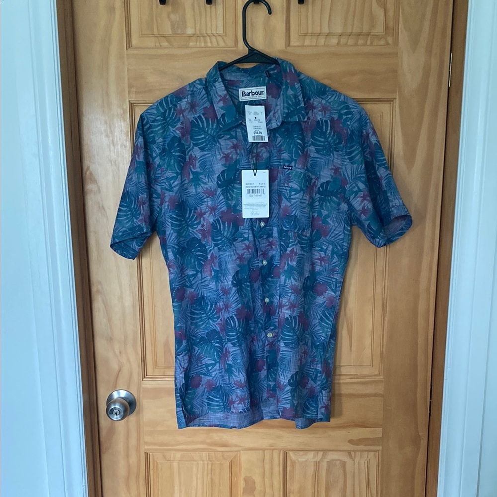 Barbour Blue and Green Casual Button Down Shirt